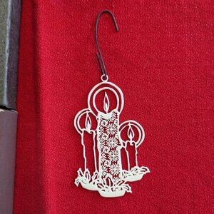 Corning Ware Glass Ornament, 3 Candlesticks with a flame